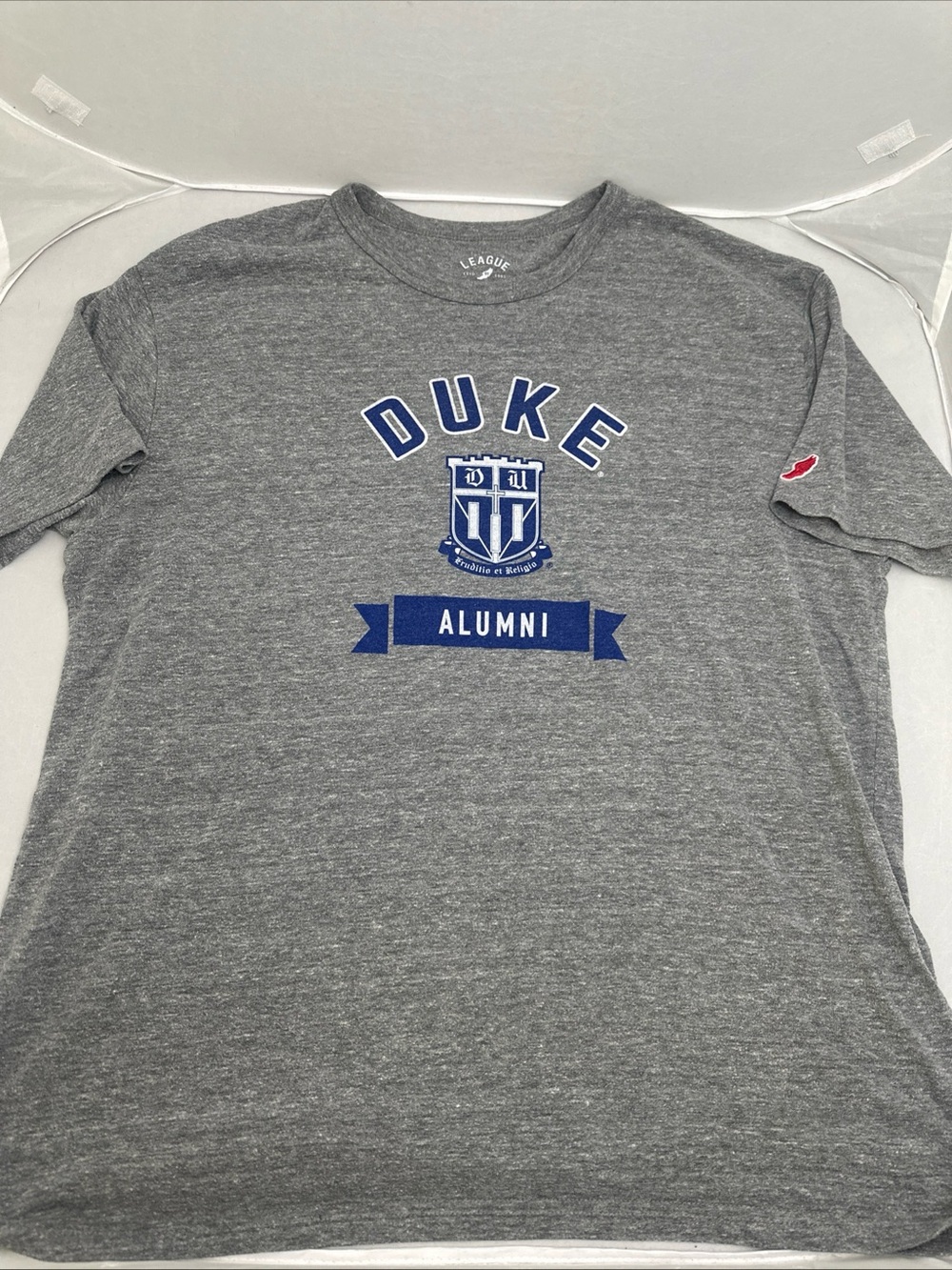 League Gray Duke Alumni Short Sleeve Tee with Blue Print